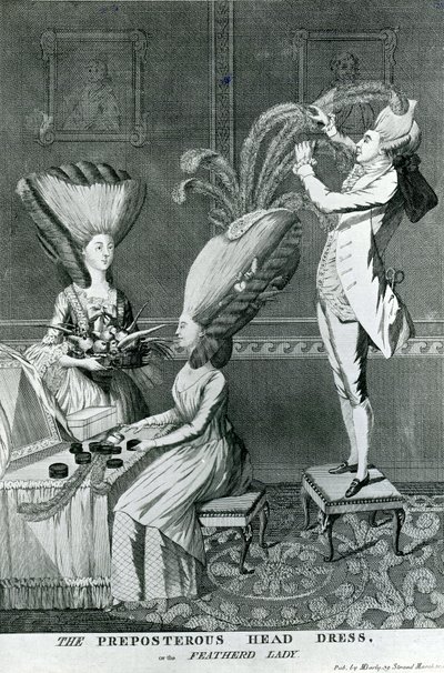 La coiffure extravagante, ou la dame à plumes, 1776 - Matthew or Matthias Darly