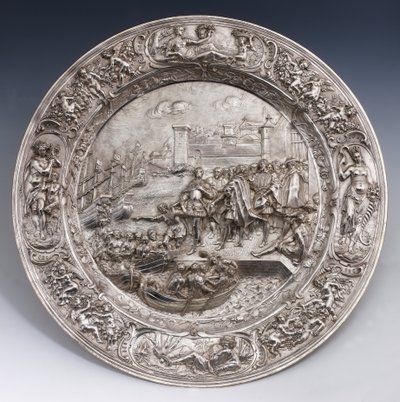 Assiette en argent représentant le départ de Christophe Colomb - Matthias Melijn