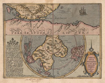 Chica sive Patagonica et Australis Terra De Geographisches Handtbuch, 1600 - Matthias Quad