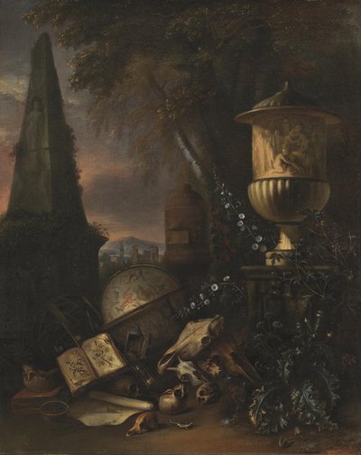 Vanitas. Nature morte dans un paysage - Matthias Withoos