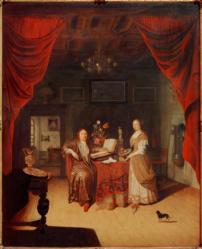 Un érudit et sa femme dans un intérieur - Matthys Naiveu