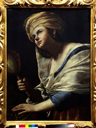 Vanité : Femme avec turban et miroir - Mattia Preti