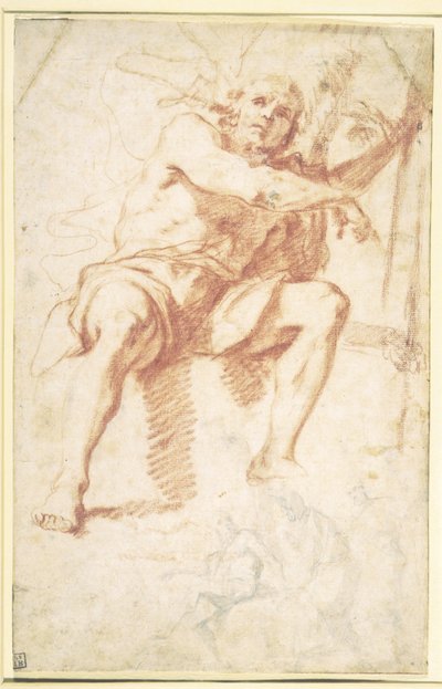 Saint Jean-Baptiste assis, et une étude pour Saint Jean-Baptiste avec deux apôtres - Mattia Preti
