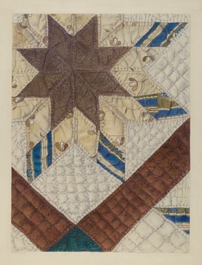 Courtepointe patchwork étoile double, vers 1939 - Maud M Holme