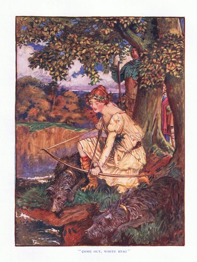 Sors cerf blanc, illustration de Contes de fées de Lady Ann, 1914 - Maud Tindal Atkinson
