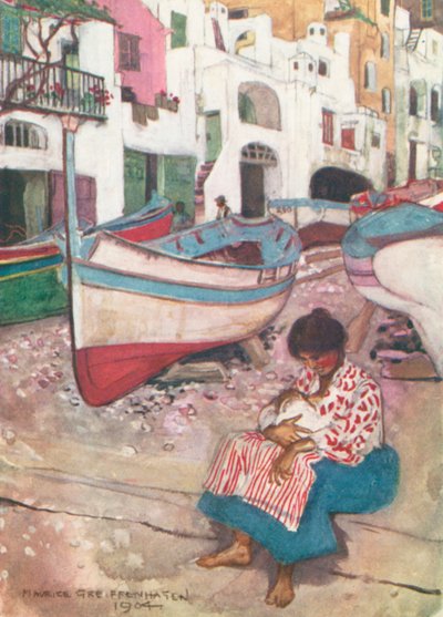 Une femme de pêcheur capriote (lithographie couleur) - Maurice (after) Greiffenhagen