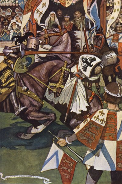 Illustration pour Ivanhoé de Sir Walter Scott (lithographie couleur) - Maurice (after) Greiffenhagen