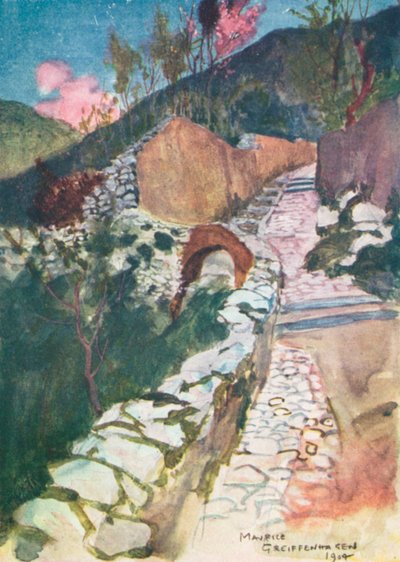 Route près de Castellamare (lithographie couleur) - Maurice (after) Greiffenhagen