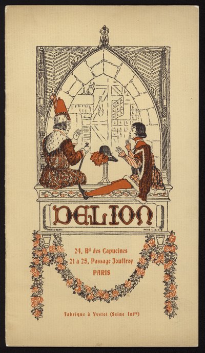 Illustration de couverture pour le catalogue de chapeaux publié par Delion, Paris, en 1908 - Maurice Berty