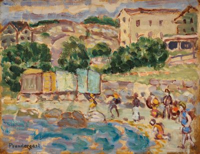 Plage et village - Maurice Brazil Prendergast