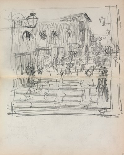 Carnet de croquis italien : Pont avec des figures page 93 & 94 - Maurice Brazil Prendergast