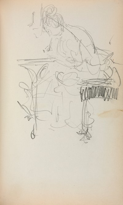 Carnet de croquis italien : Femme assise cousant, page 153 - Maurice Brazil Prendergast