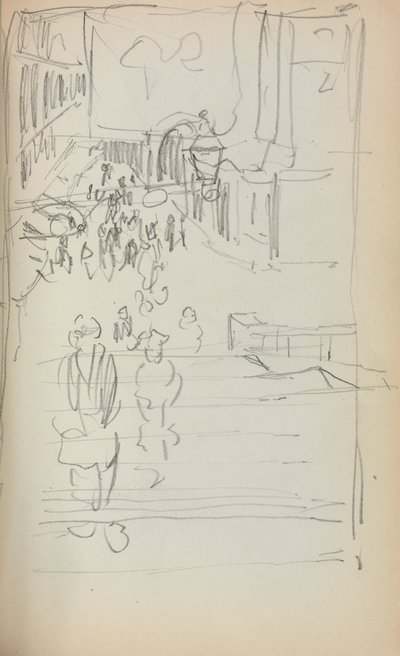 Carnet de croquis italien : Escaliers avec figures, page 165, 1898-1899 - Maurice Brazil Prendergast