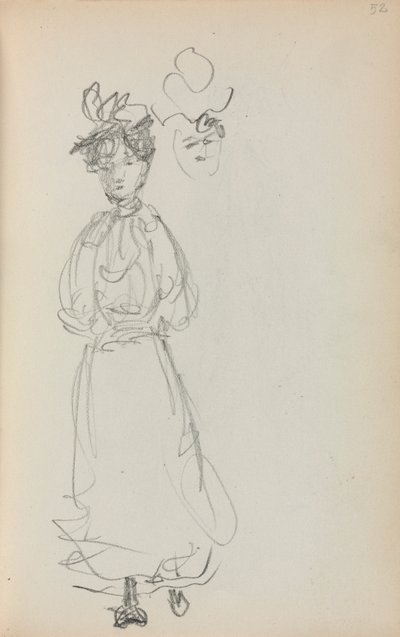 Carnet de croquis italien : Femme debout, page 52, 1898-1899 - Maurice Brazil Prendergast