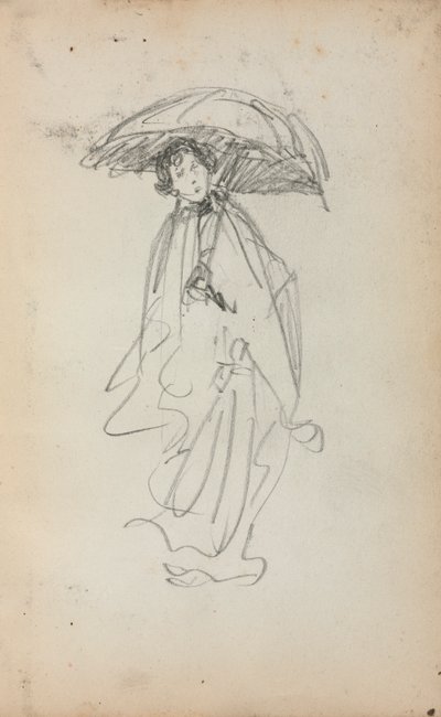 Carnet de croquis italien : Femme debout avec un parasol page 259, 1898-1899 - Maurice Brazil Prendergast