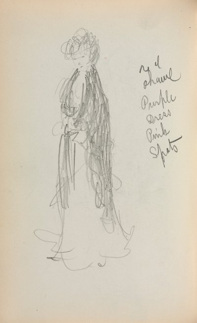 Carnet de croquis italien : Femme debout avec châle page 53, 1898-1899 - Maurice Brazil Prendergast