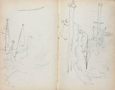 Carnet de croquis italien : Vue du port vénitien pages 33 et 34, 1898-1899 - Maurice Brazil Prendergast