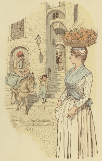 La vie de rue dans les ruelles étroites de la vieille ville de San Remo, Italie - Maurice Charles Mathieu Bonvoisin