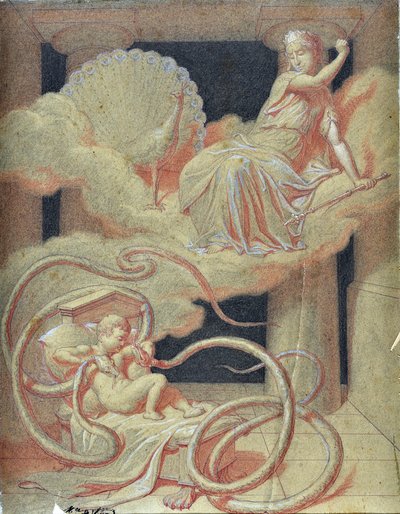 Hercule enfant tuant les serpents envoyés par Héra pour le tuer dans son berceau - Maurice De Vaines