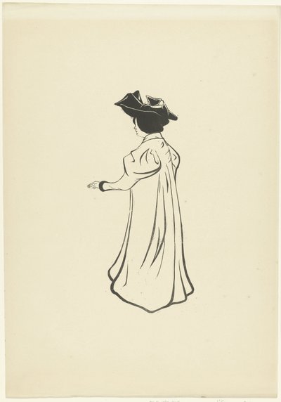 Femme debout avec chapeau et bras tendu - Maurice Delcourt