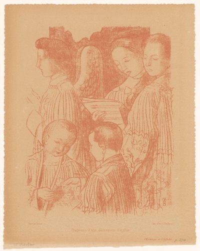 Trois anges chantants et deux enfants de chœur pendant la Sainte Messe - Maurice Denis