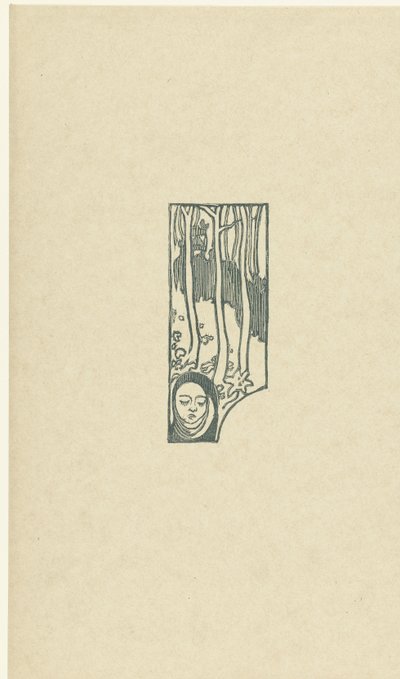 Illustration avec tête de femme aux yeux fermés et arbres près d