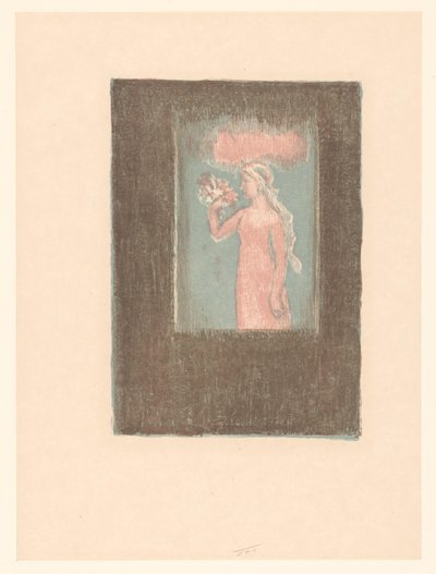 Jeune fille avec des fleurs devant une fenêtre - Maurice Denis