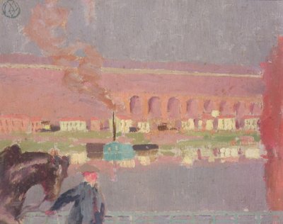 Viaduc Pecq, vu du vieux pont à Pecq, vers 1898 - Maurice Denis