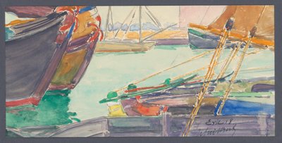 Navires dans un canal - Maurice Guilbert