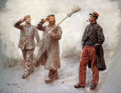 Dans le camp de prisonniers allemands à Dinan (Bretagne, France) dessin de Maurice Orange - Maurice Henri Orange