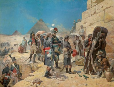 Napoléon Bonaparte devant les pyramides contemplant la momie d