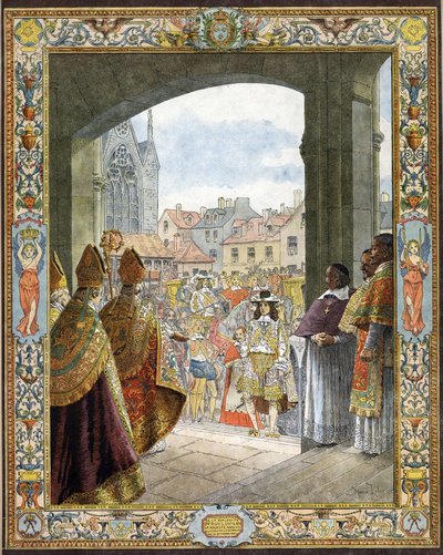 Arrivée à la Sainte-Chapelle pour la proclamation de sa majorité du roi de France Louis XIV connu sous le nom de Roi-Soleil - Maurice Leloir
