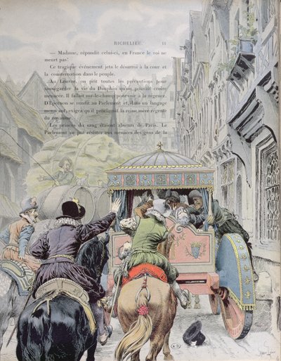 Assassinat de Henri IV par François Ravaillac dans la rue de la Ferronnerie le 14 mai 1610, c.1900 - Maurice Leloir