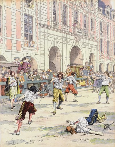 Boutteville et Beuvron se battent en duel sur la Place Royale - Maurice Leloir