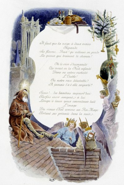 Décembre « La Chanson du mois » par Jérôme Doucet, illustration - Maurice Leloir, éd. Reims 1904. L. Michaud - Maurice Leloir