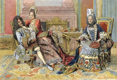 Familiarité de la duchesse de Bourgogne avec Louis XIV, dit le Roi Soleil - Maurice Leloir