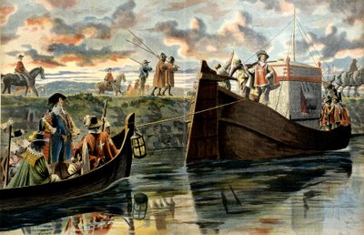 Histoire de France : Armand Jean Du Plessis, Cardinal de Richelieu (1585-1642) remonte le Rhône en traînant derrière son bateau Henri Coiffier de Ruze d