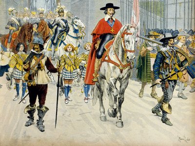 Histoire de France : Enterrement du roi Louis XIII (1601-1643) et du cardinal Richelieu (Armand Jean du Plessis) - Maurice Leloir