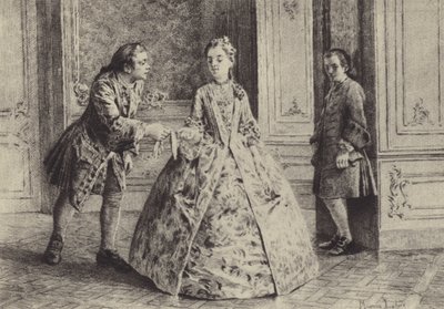 Illustration pour le Livre III des Confessions de Jean-Jacques Rousseau - Maurice Leloir