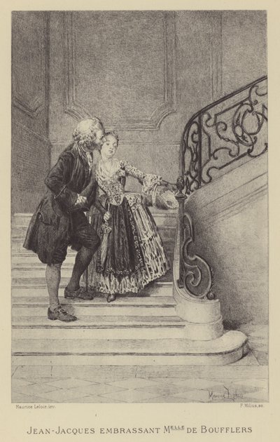 Jean-Jacques Rousseau embrassant Madame de Boufflers - Maurice Leloir