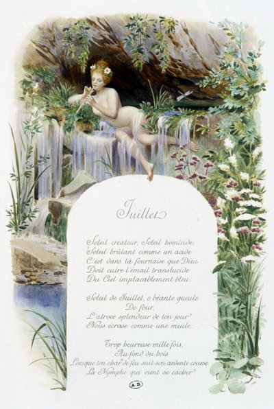 Juillet « La Chanson du mois » par Jérôme Doucet, illustration - Maurice Leloir, éd. Reims 1904. L. Michaud - Maurice Leloir