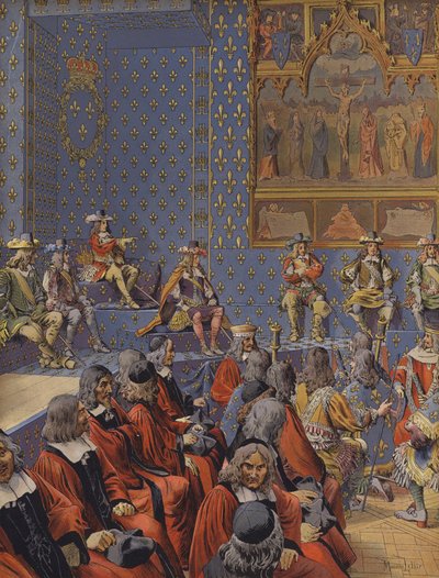 Louis XIV assis en bottes au Parlement - Maurice Leloir