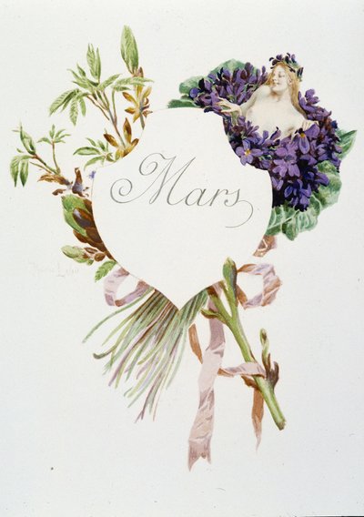 Mars "La Chanson du mois" par Jérôme Doucet, illustration - Maurice Leloir, éd. Reims 1904. L. Michaud - Maurice Leloir