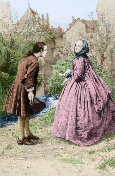 Rencontre du jeune Jean-Jacques Rousseau et de sa future amie proche Madame de Warens, 21 mars 1728 - Maurice Leloir