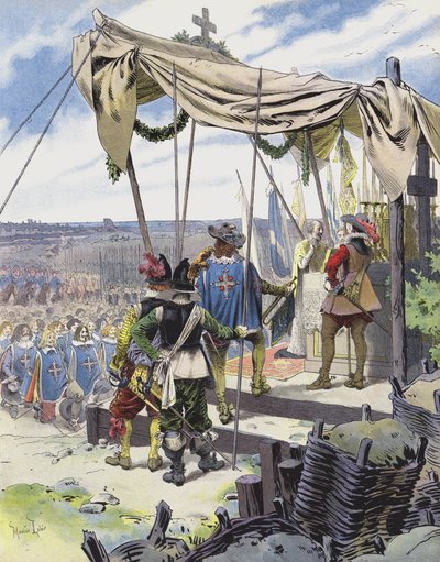 Richelieu célèbre la messe au camp de La Rochelle - Maurice Leloir