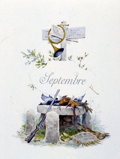 Septembre « La Chanson du mois » par Jérôme Doucet, illustration - Maurice Leloir, éd. Reims 1904. L. Michaud - Maurice Leloir