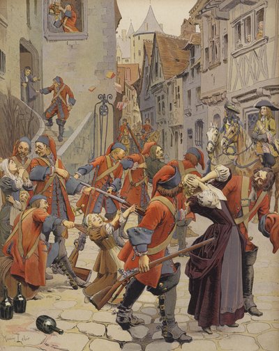 Les Dragonnades expulsant une famille protestante - Maurice Leloir