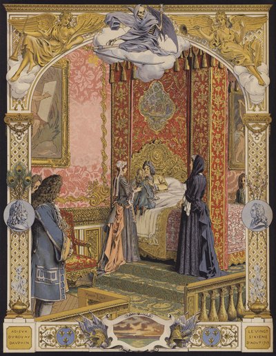 Le roi Louis XIV mourant embrassant le jeune Louis XV pour la dernière fois - Maurice Leloir