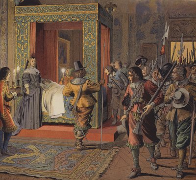 La nuit du 9 février 1651, la milice défilant devant le lit du jeune Louis XIV - Maurice Leloir