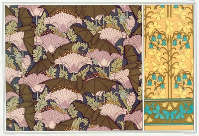 Dessins pour une tenture murale avec chauves-souris et coquelicots, pub. 1897 - Maurice Pillard Verneuil